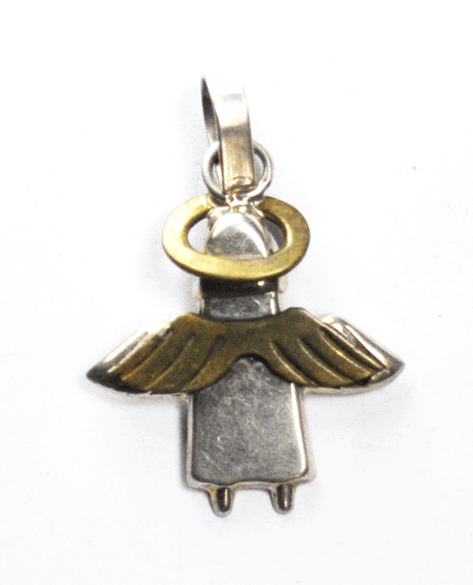 Sterling Mexico Angel Two Tone Halo Wings 46mm x 32mm Pendant 7mm Bale