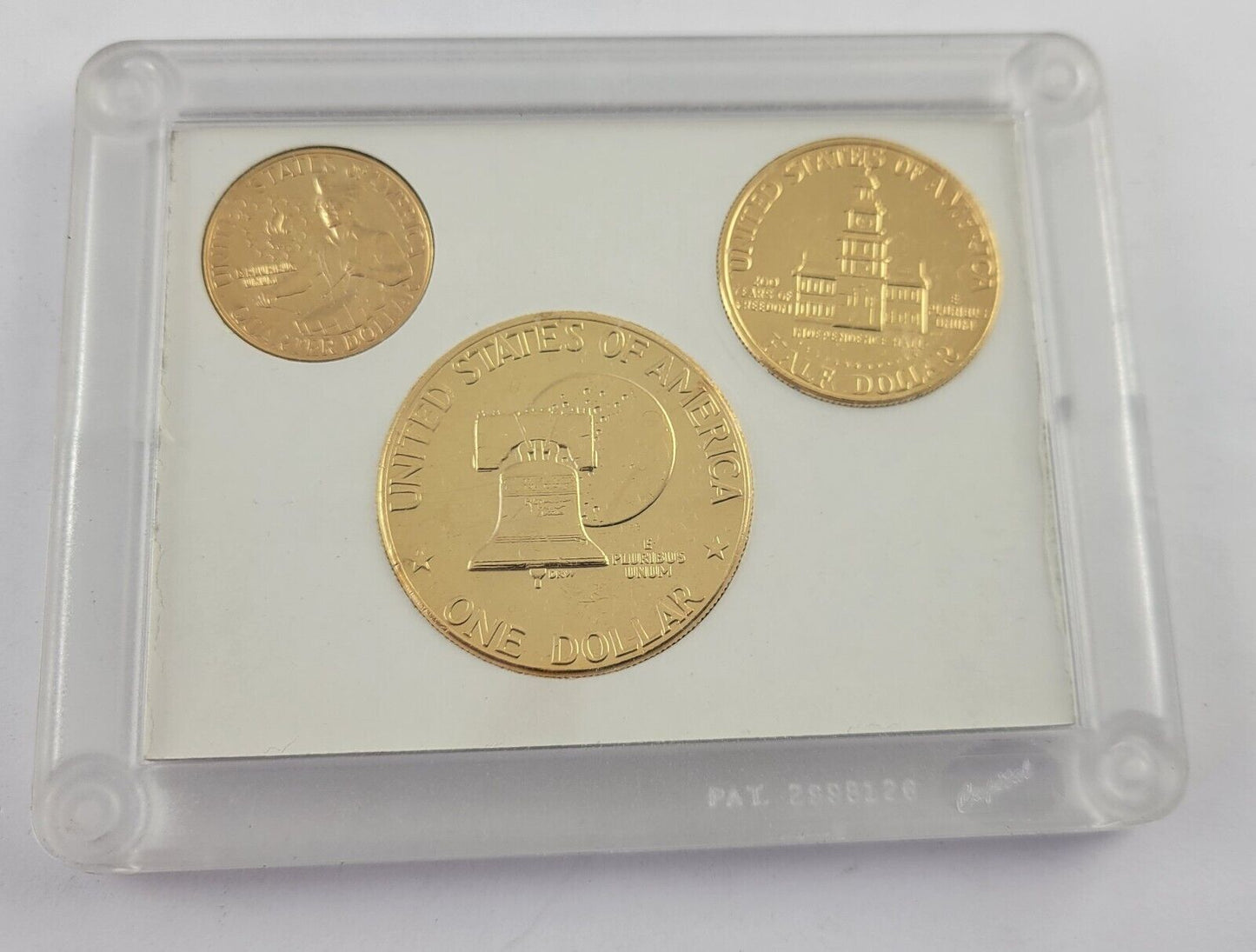 1976 Bicentennial (3) Coin set 24k Gold Plated Vintage Capital Holder Quarter