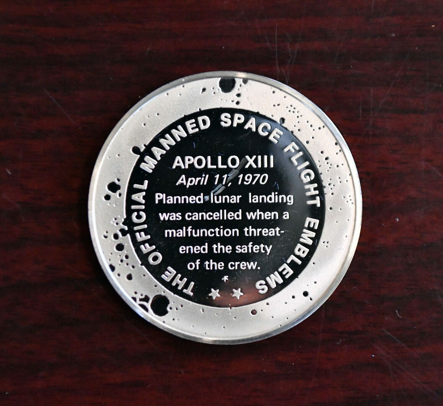 Apollo XIII Franklin Mint Sterling Silver Apr. 11th 1970 Space Flight Emblem