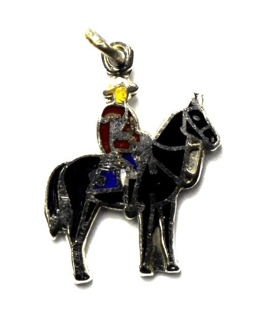 Sterling BM Co Cowboy Black Enamel Horse Charm  22mm x 17mm