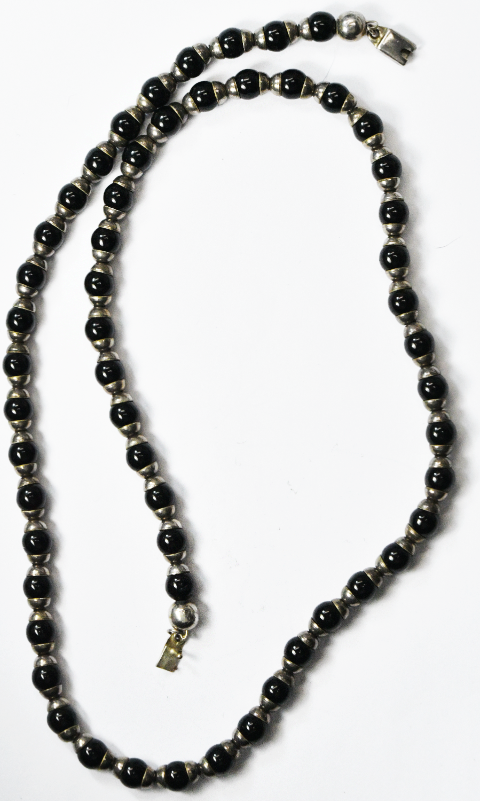 Sterling Silver Black Onyx 8mm Round Bead 27" Necklace